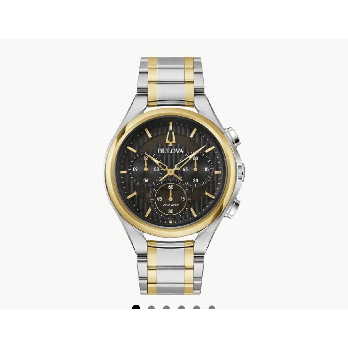 Bulova Curv Chronograph Black Dial Two-tone Men`s Watch 98A301