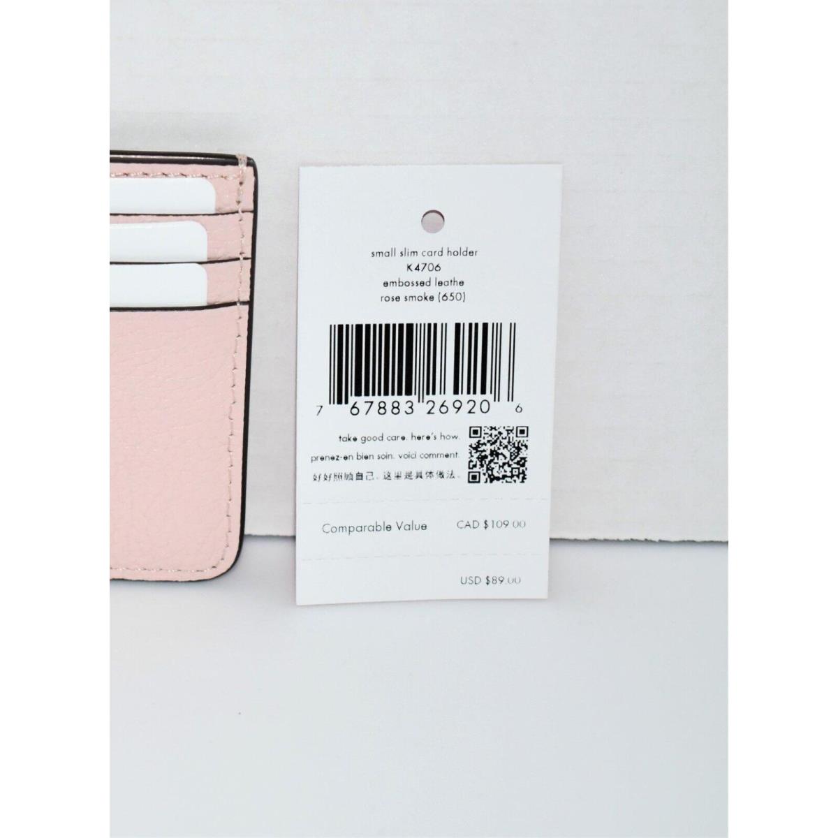 Kate Spade Small Slim Logo Leather Card Case in Rose Smoke 0400017909927