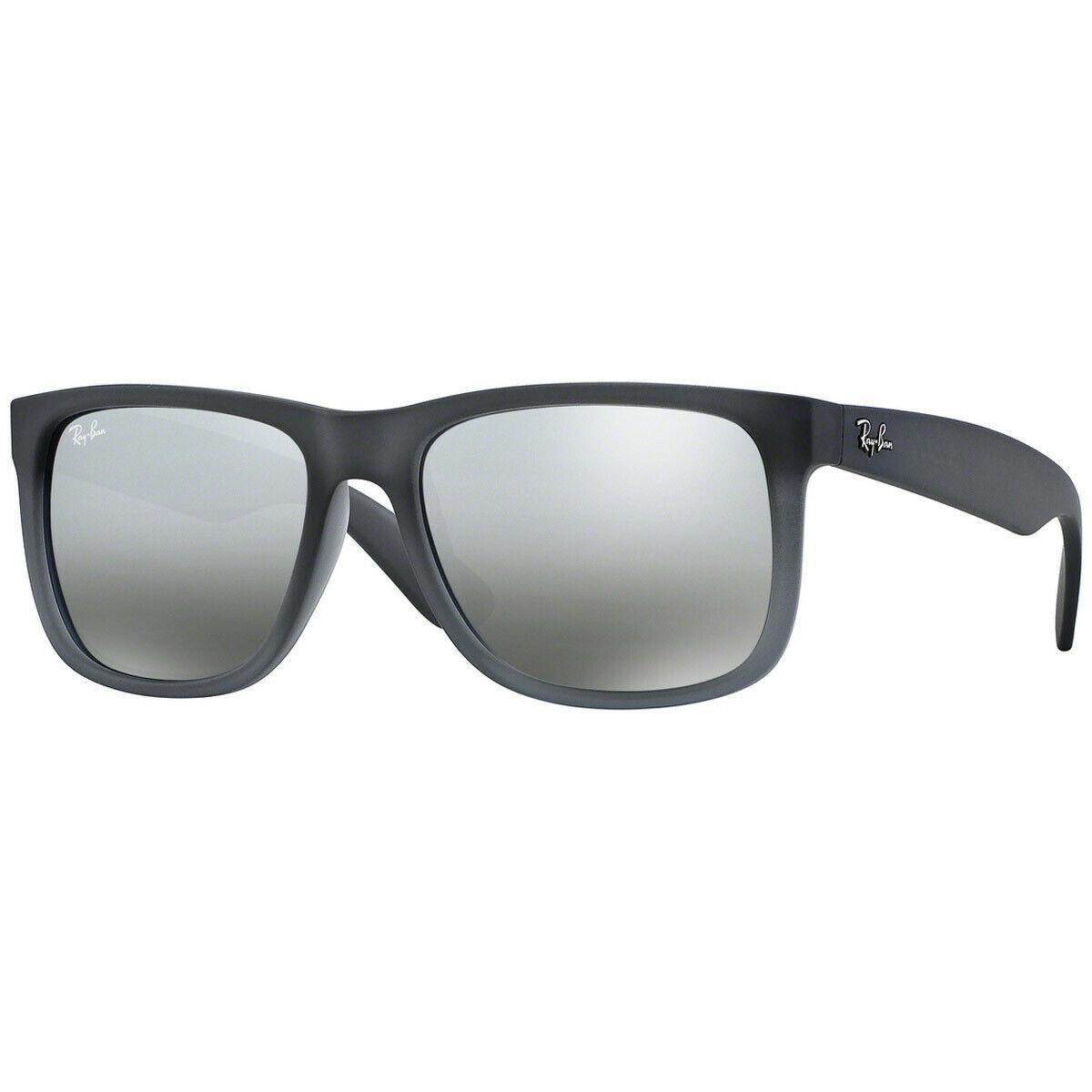 Ray-ban RB4165852/88-55 Justin Gray Rubber Gray Silver Mirror Unisex Sunglasses - Gray Frame, Gray Lens