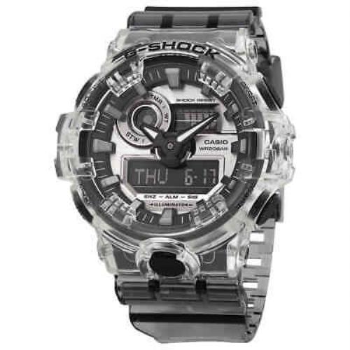 Casio G-shock World Time Chronograph Quartz Analog-digital Watch GA700SK-1 - Dial: Gray, Black, Clear, Band: Gray, Bezel: Transparent
