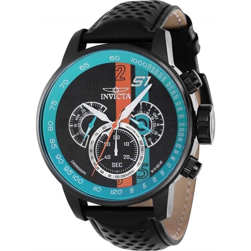 Invicta S1 Rally Chronograph Gmt Quartz Black Blue Orange Dial Men`s Watch