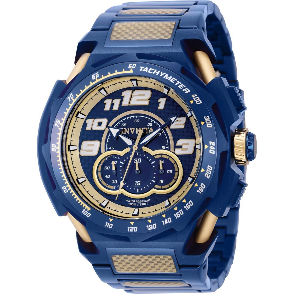 Invicta Men`s Watch S1 Rally Chronograph Blue and Yellow Gold Bracelet 43795