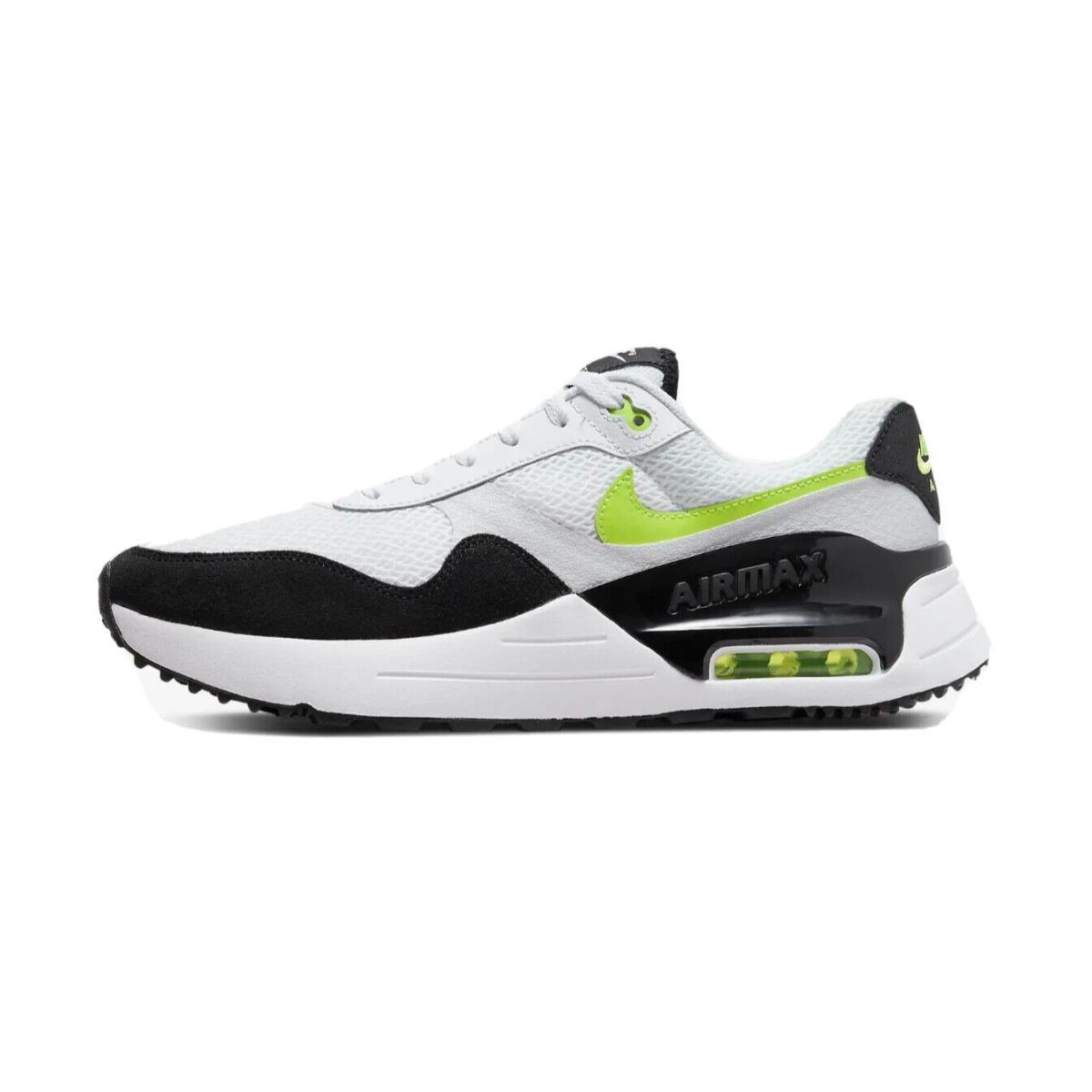 Men Nike Air Max Systm Running Shoes Size 8.5 White Black Volt Grey DM9537 100
