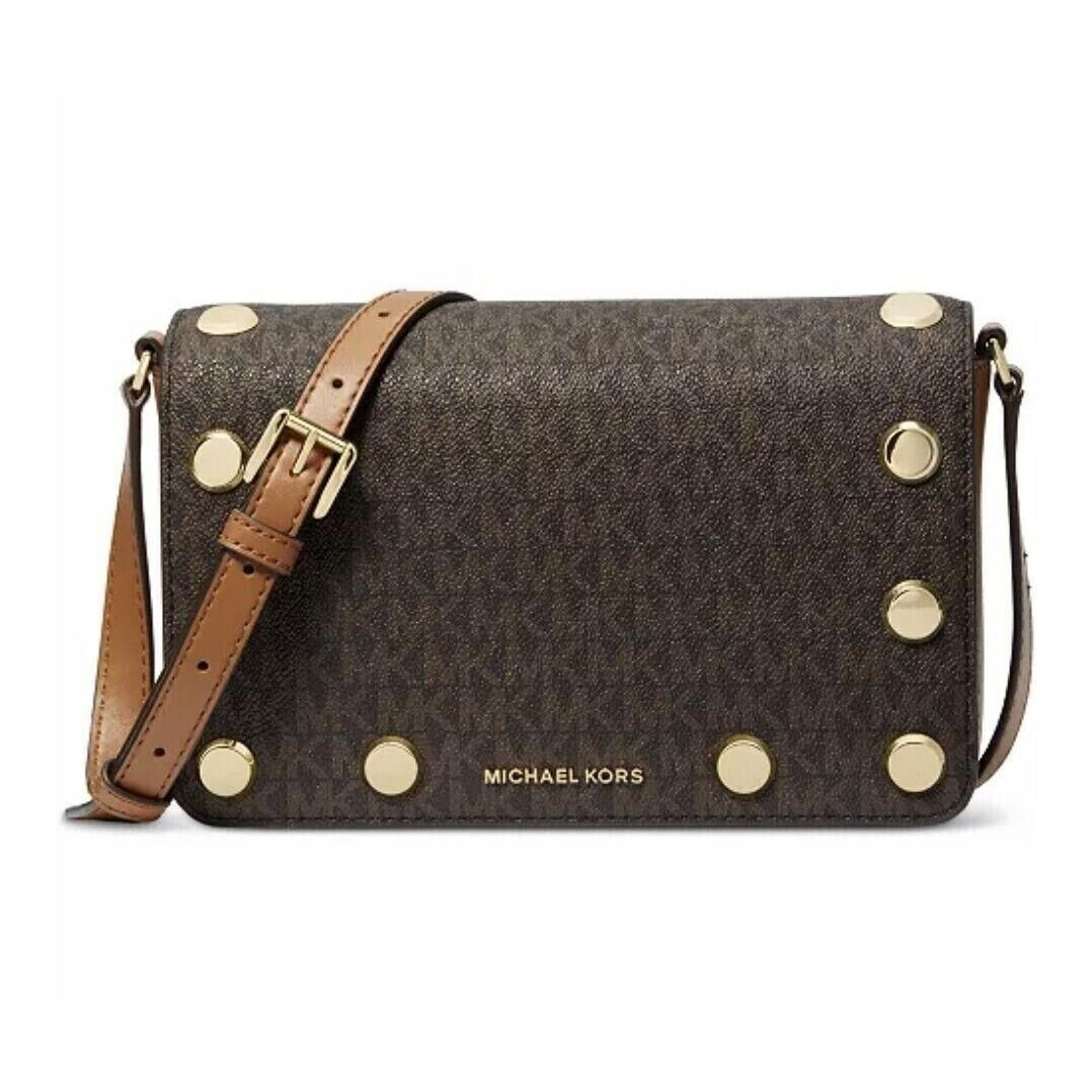 Michael Kors Signature Holly Small Flap Crossbody Bag Brown/gold