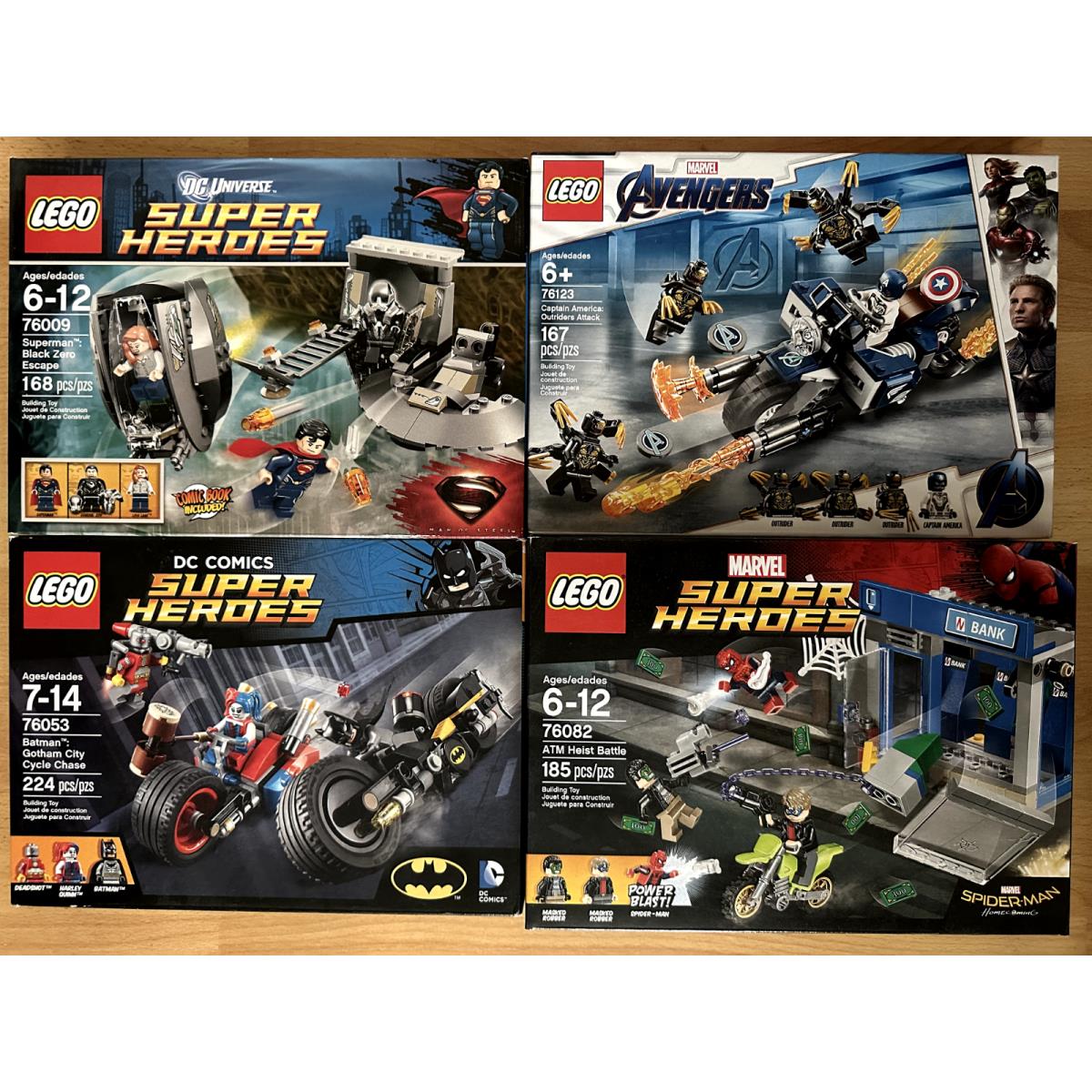 Lego Superhero 4 Sets 76009 Superman 76053 Batman 76082 Spider-man 76123 Captain