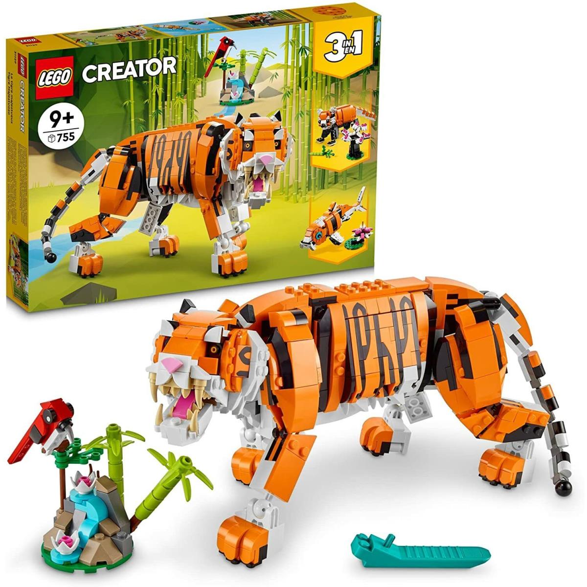 Lego Creator 3-in-1 Majestic Tiger Panda Koi Fish Building Kit - 755 Pieces