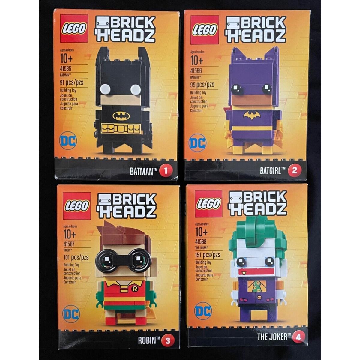 Lego Brickheadz 41585 Batman 41586 Batgirl 41587 Robin 41588 Joker