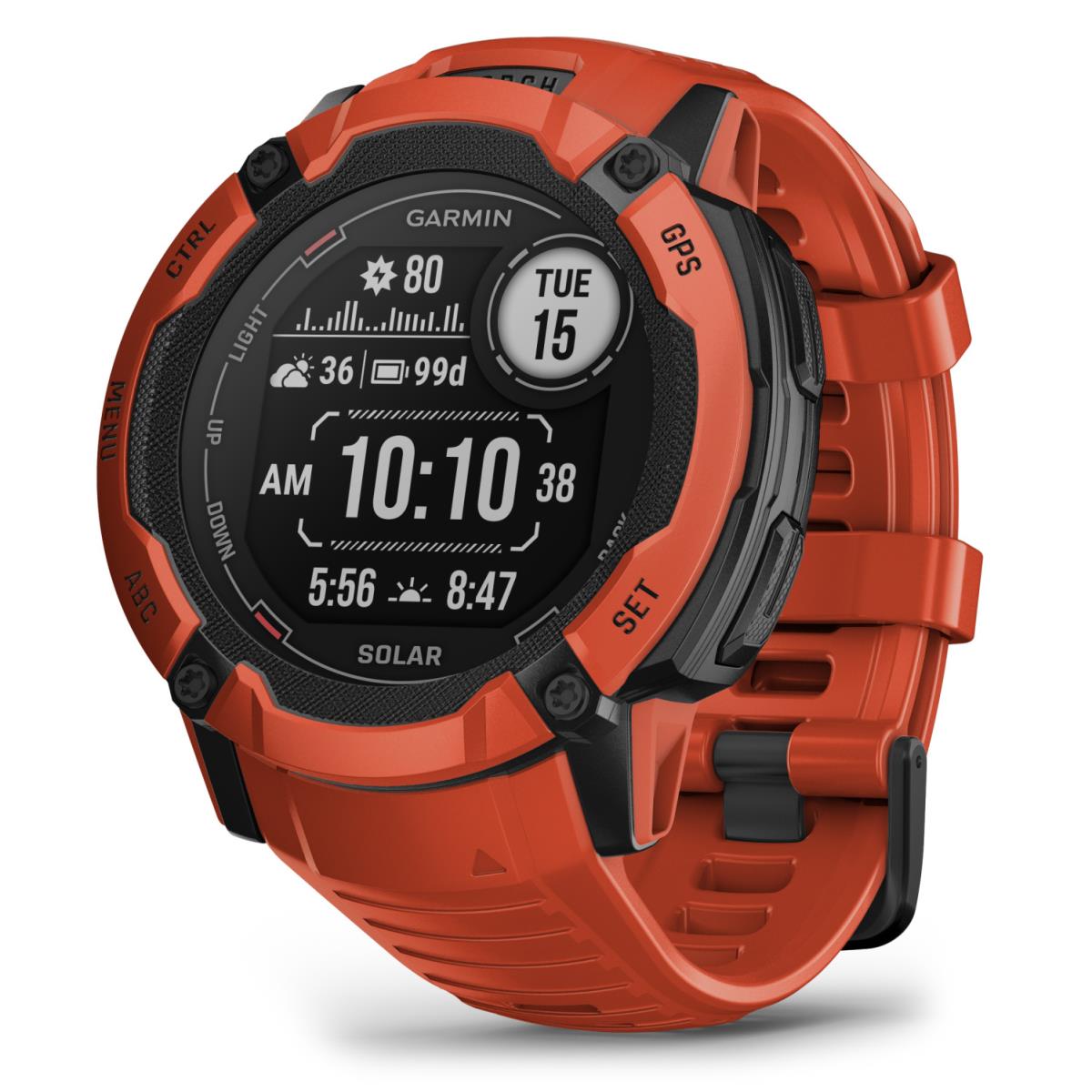 Garmin Instinct 2X Solar Gps Rugged Men Smartwatch Flame Red