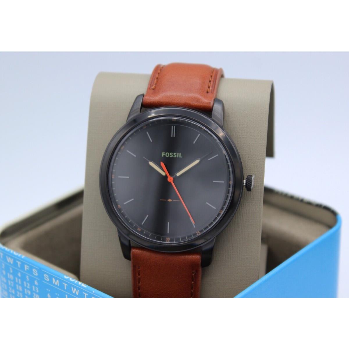 Fossil The Minimalist Slim Black Brown Leather Men`s FS5305 Watch