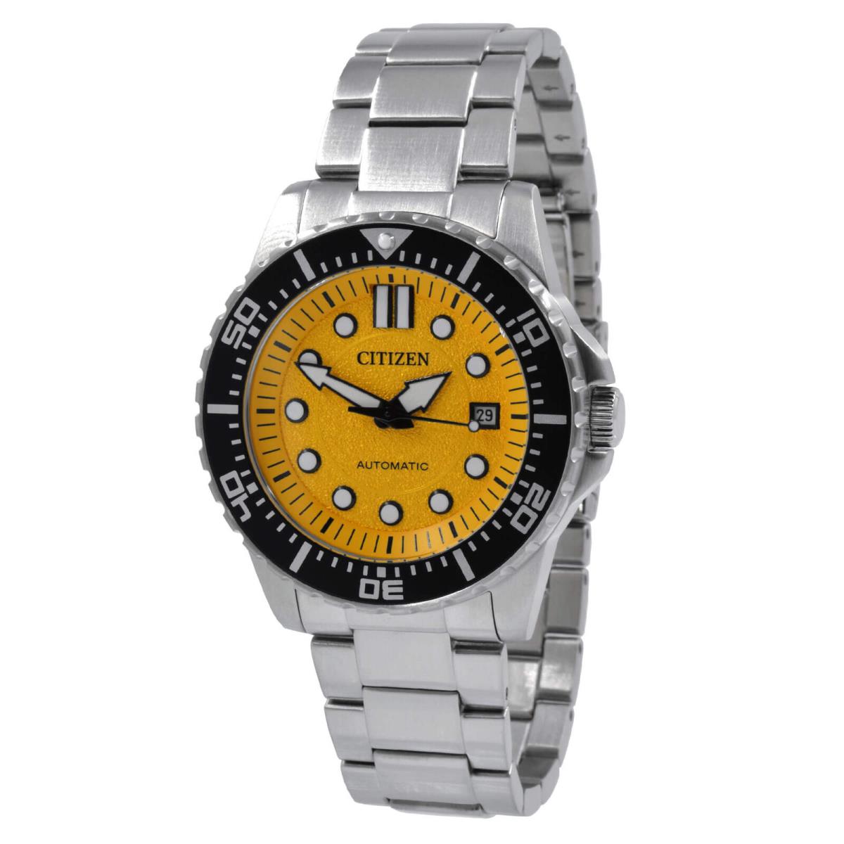 Citizen Men`s Watch Urban Mechanical Yellow Dial Silver Tone Bracelet NJ0170-83Z