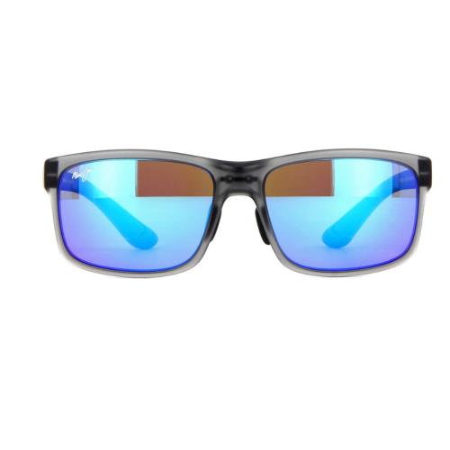 Maui Jim Pokowai Arch B439-11M Translucent Grey Polarized Blue Sunglass - Frame: Gray, Lens: Blue