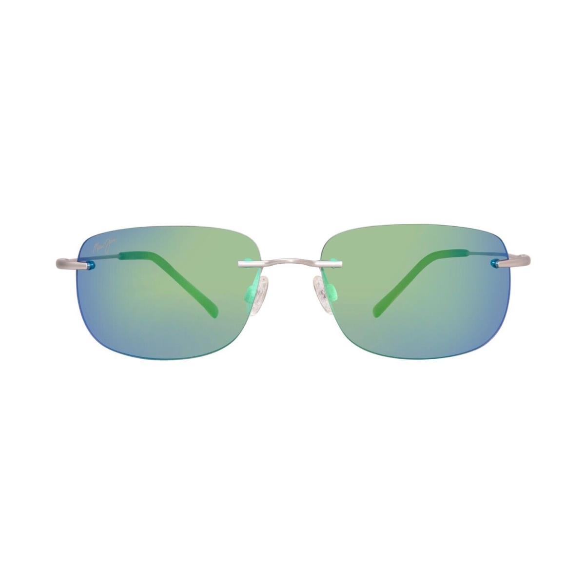 Maui Jim Ohai Matte Silver Polarized Green Mirror Sunglass GM334-17M