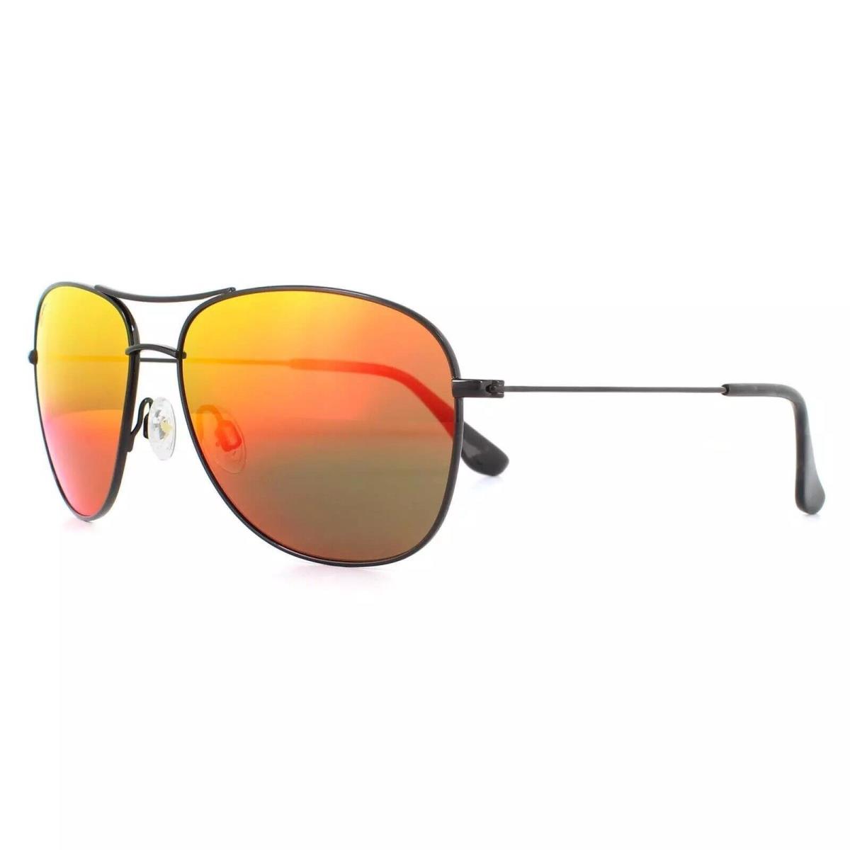 Maui Jim Cliff House Black Gloss Polarized Lava Lens Sunglass RM247-02 - Frame: Black, Lens: Red