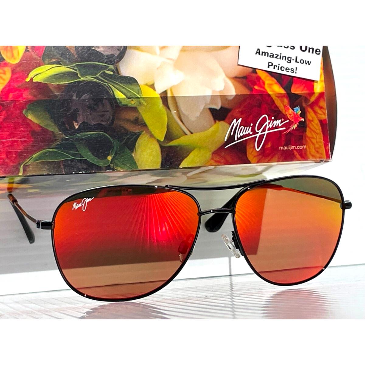 Maui Jim Cliff House Black Gloss Polarized Lava Ruby Lens Sunglass RM247-02