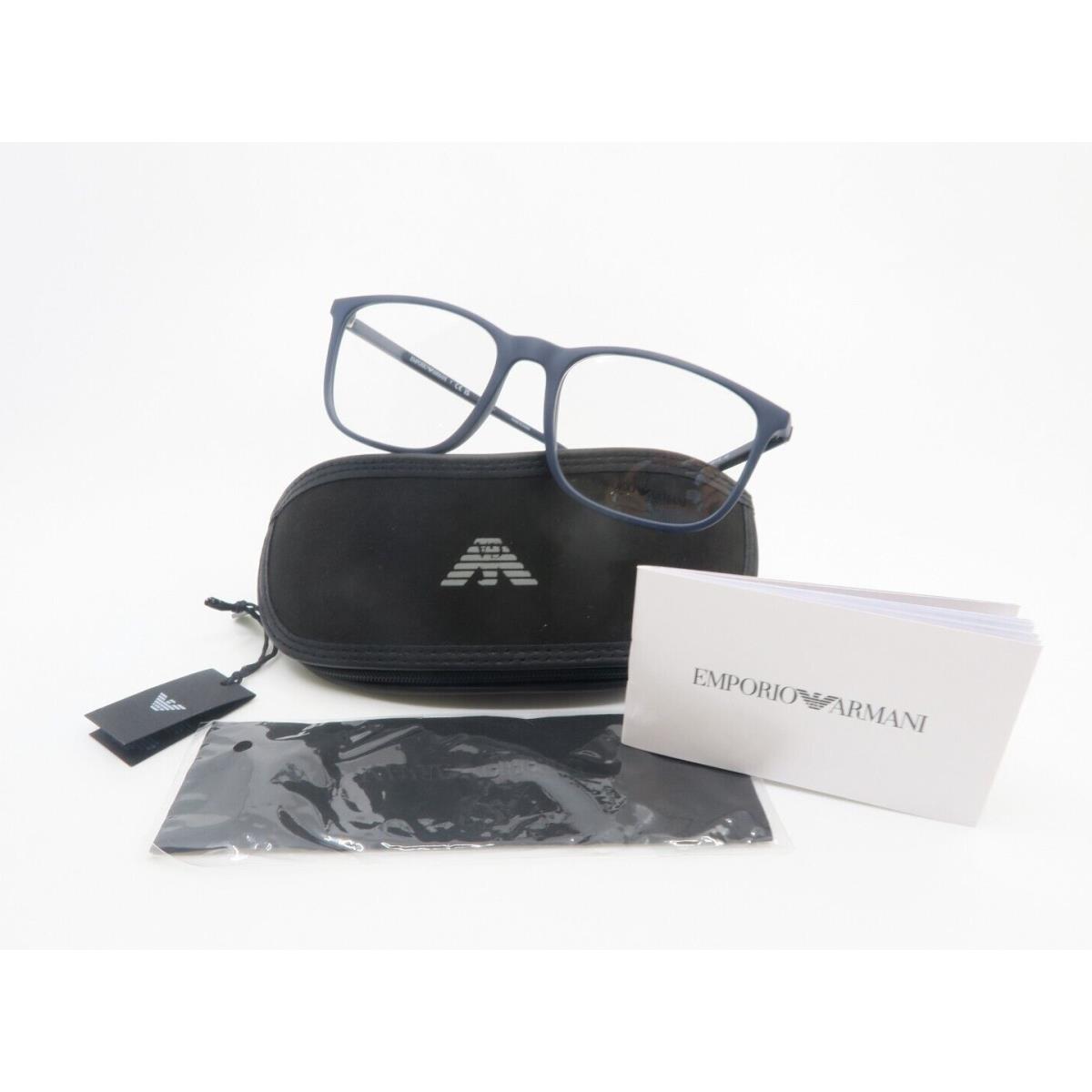 Emporio Armani EA3177 5088 55mm Matte Blue Square Men`s Eyeglasses