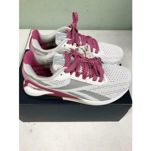 Reebok Women`s Nano X1 Cross Trainer FZ5686 White/pink/grey Size 10.5M