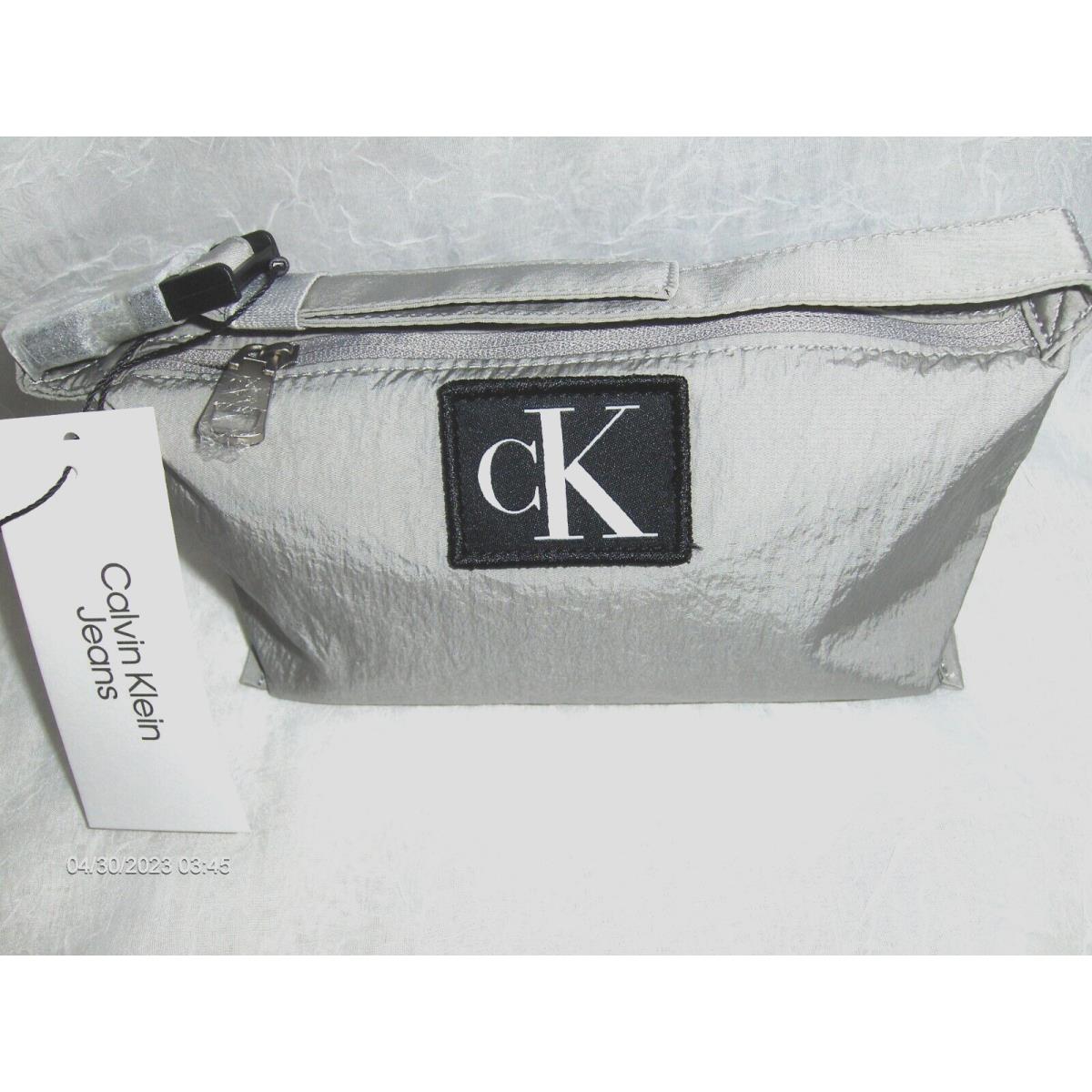 Calvin Klein Small Handbag Gray Recycled Nylon CK Logo