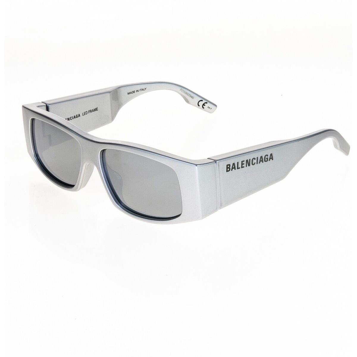 Balenciaga Led Frame 0100 Silver Mirrored Fashion Unisex Sunglasses BB0100S 002