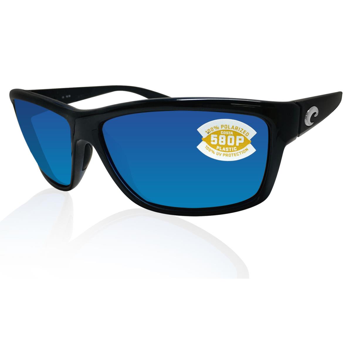 Costa Del Mar Mag Bay Black Frame Blue Mirror 580P Plastic Polarized Lens