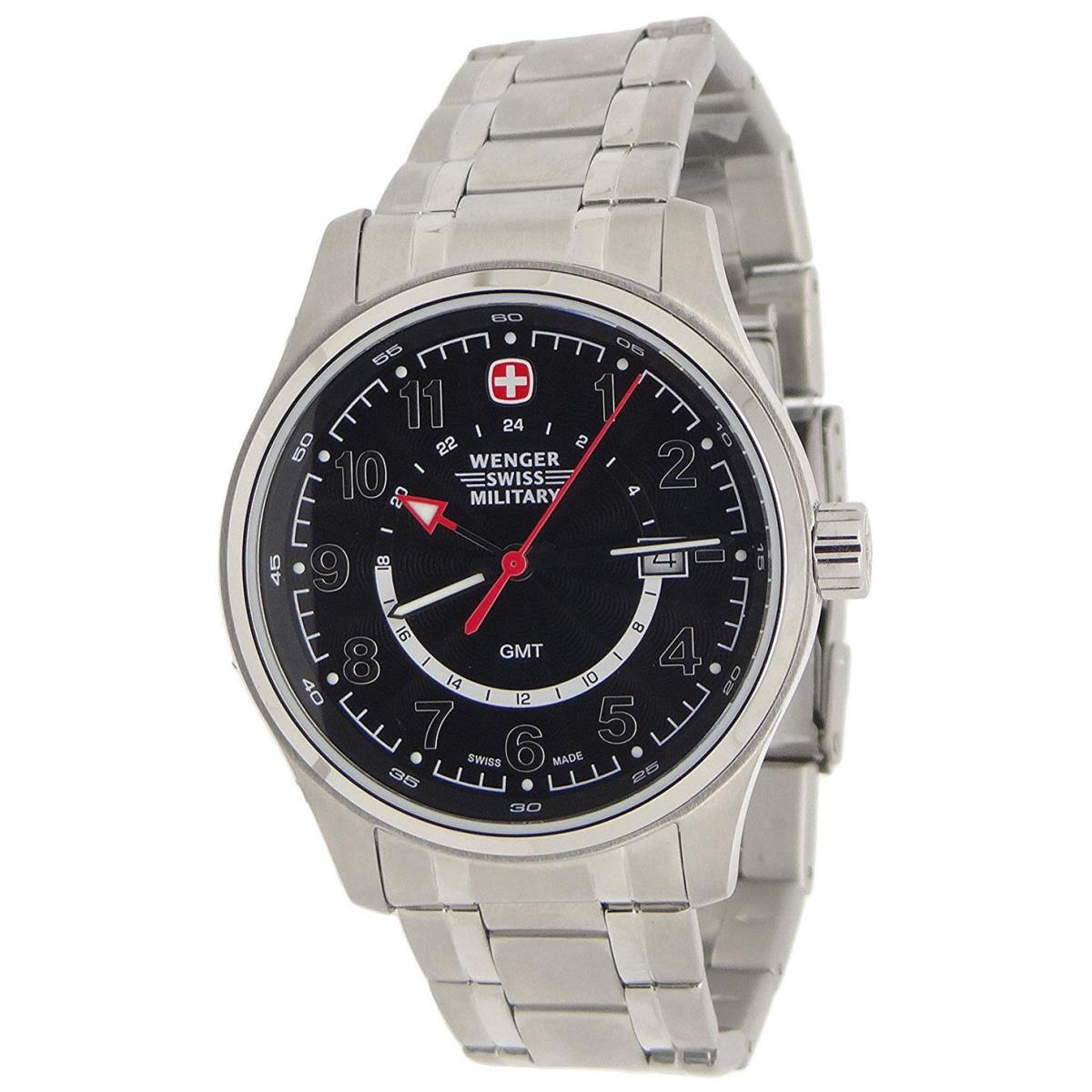 Wenger 79028 Gmt Field Black Dial Stainless Steel Men`s Watch