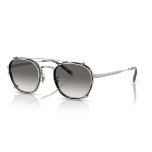 Oliver Peoples 0OV1316TM Lilletto 503611 Silver Taupe Eyeglasses with Clip-on - Frame: Silver/Taupe Smoke, Lens: