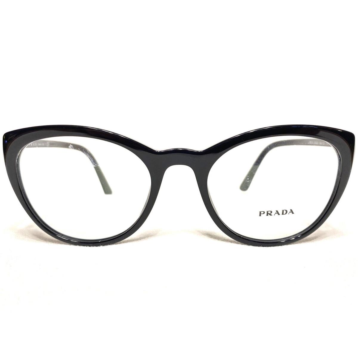 Prada VPR07V 1AB-1O1 Womens Black Round Designer Eyeglasses Frames 53/20 145 - Black, Frame: Black, Manufacturer: