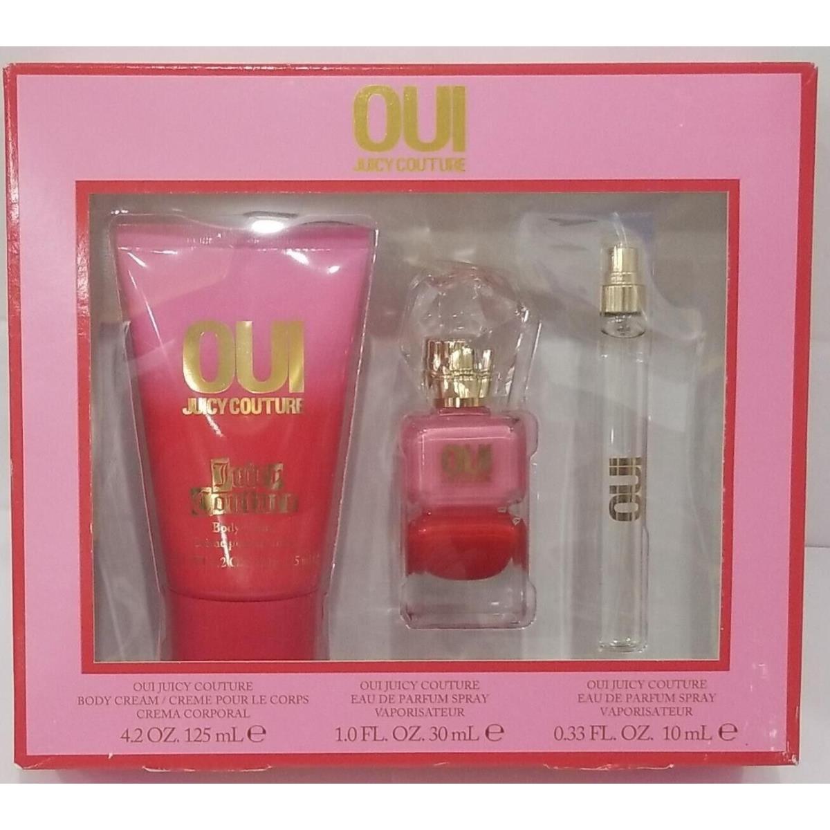 Oui Juicy Couture Women Fragrance Eau De Parfum Body Creme 4.2 oz 3 Pcs Gift Set