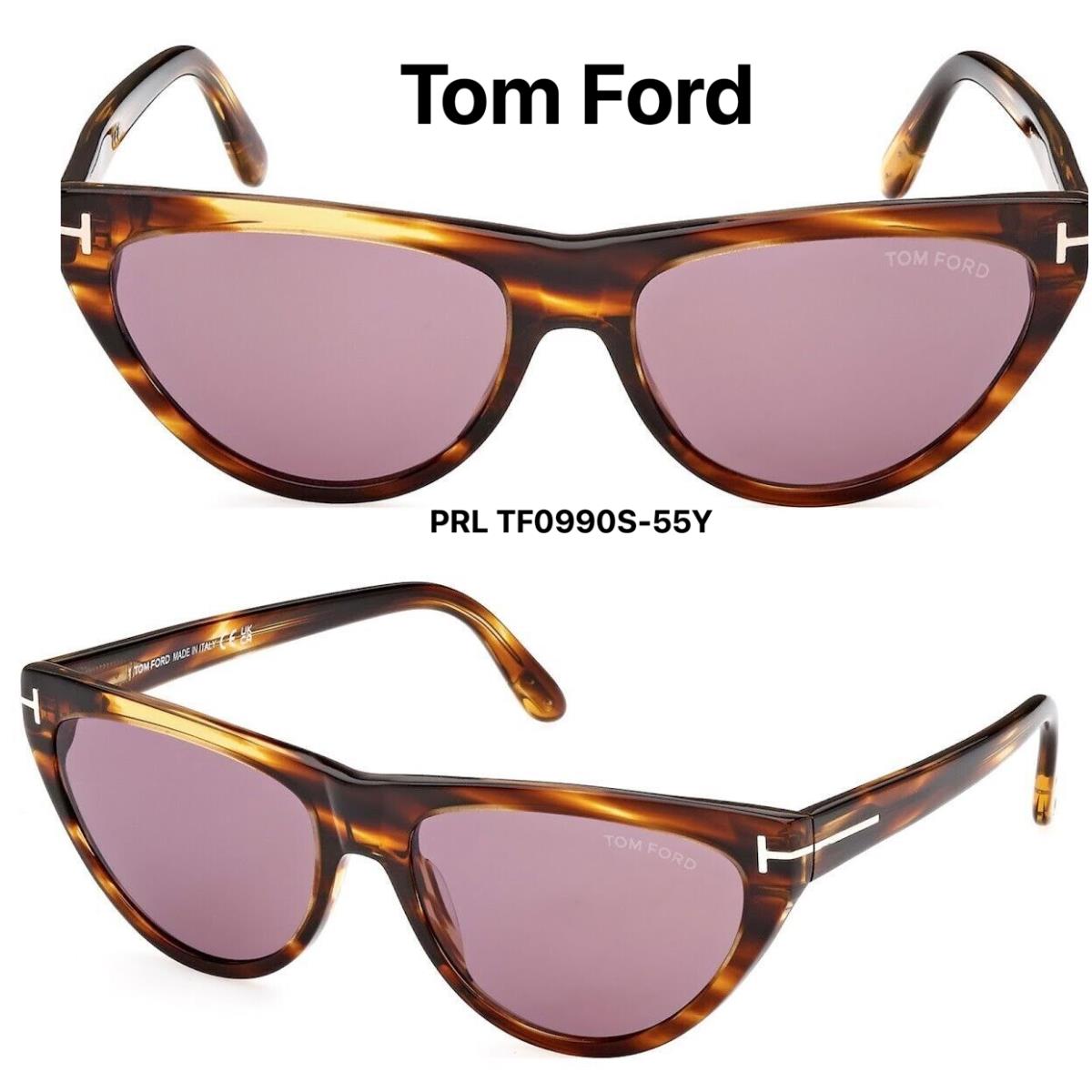 Tom Ford TF 990 55Y Amber-02 Women`s Sunglasses Havana Violet FT 990 55Y - Frame: Havana, Lens: Violet