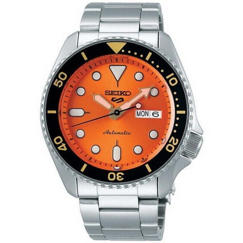 Seiko Men`s 5 Sports Skx Sports Style ST Steel Mint Orange Dial Watch SRPK35