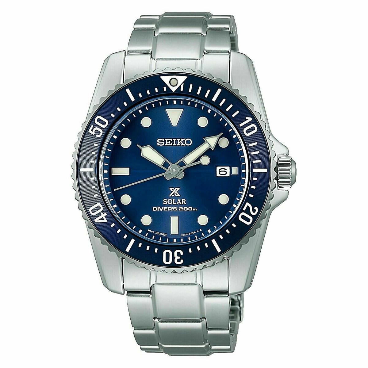 Seiko Men s Prospex Solar Diver Blue Dial Stainless Steel Watch SNE585 - Dial: Blue