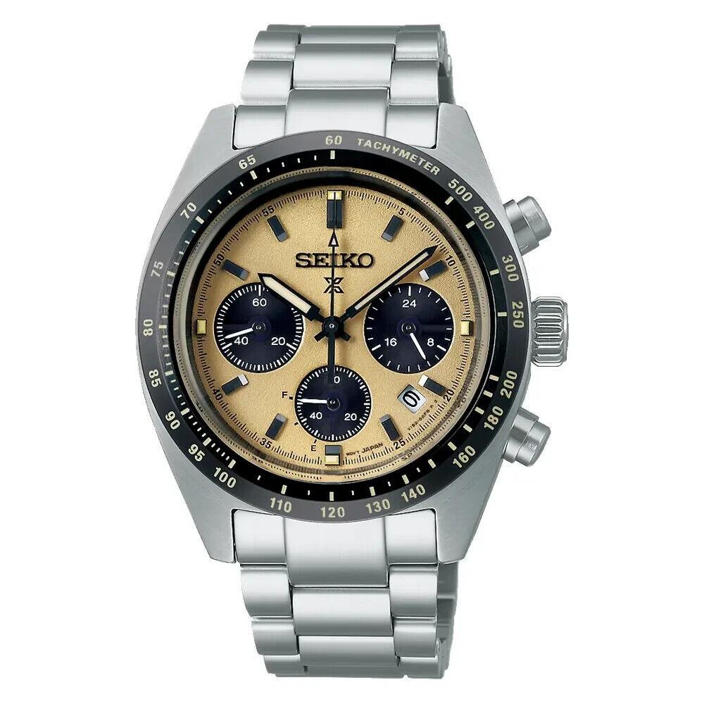 Seiko Prospex Speedtimer Solar Chronograph 39.0 mm Yellow Dial Men`s Watch