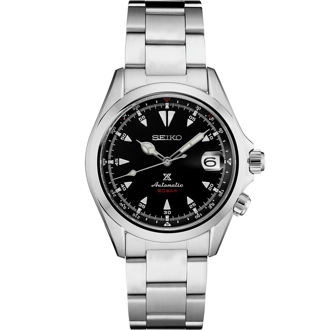 Seiko Men`s Prospex Alpinist Black Dial Stainless Steel Bracelet Watch SPB117 - Black