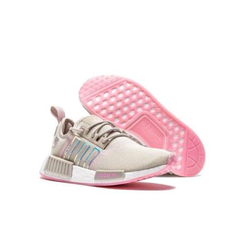 Adidas Nmd R1 Boost Shoes Women Size 7 Off White Pink Athletic Running Sneakers
