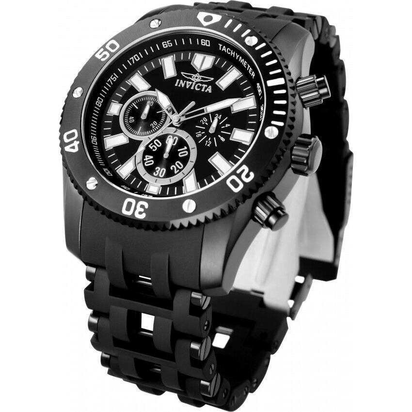 Invicta Men`s Sea Spider Quartz Black Metal Dial Chronograph 50mm Watch 14862