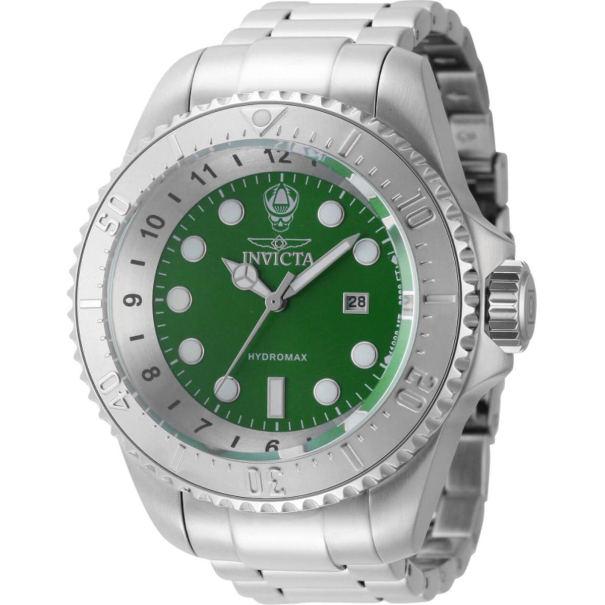 Invicta Men`s Watch Hydromax Green Dial Silver Stainless Steel Bracelet 44745