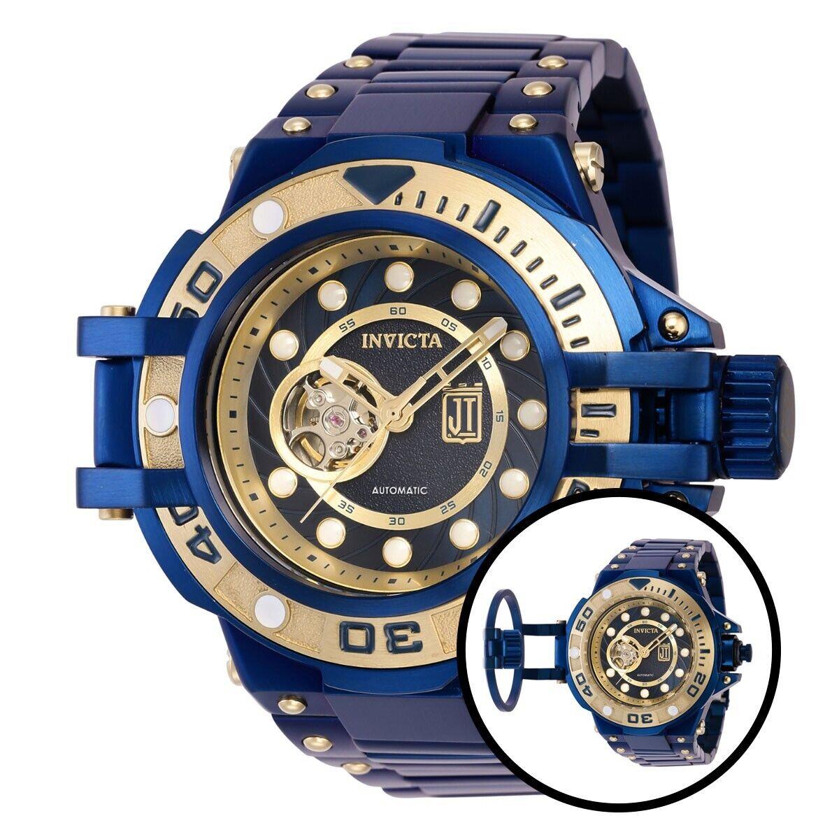 Invicta Men`s Jason Taylor 54mm NH38 Open Heart Automatic Blue Gold SS Watch