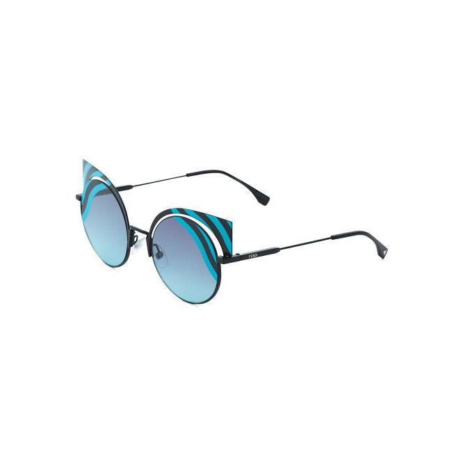 Fendi Black Turquoise Cat Eye FF0215/S 0LBJF 53 22 135 Sunglasses