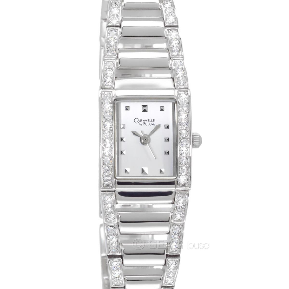 Caravelle by Bulova Womens Glitz Watch Pave Crystals Band Silver Stainless Steel