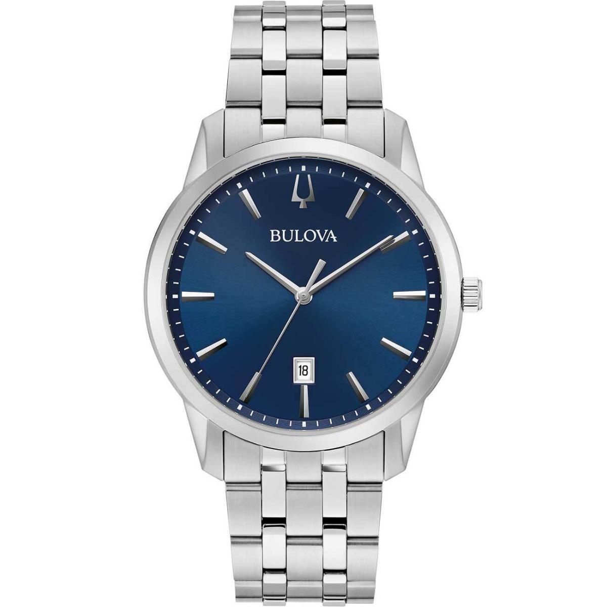 Bulova 96B338 Mens Watch Sutton 40mm 3ATM - Dial: Blue, Band: Silver