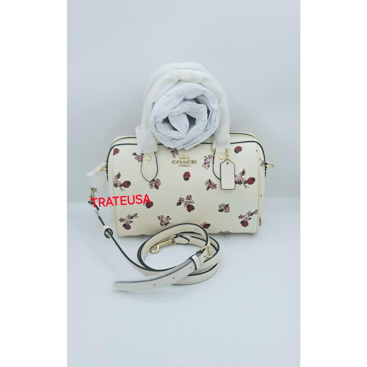 Coach Rowan Satchel Bag with Ladybug Floral Print CU271 Chalk Multi