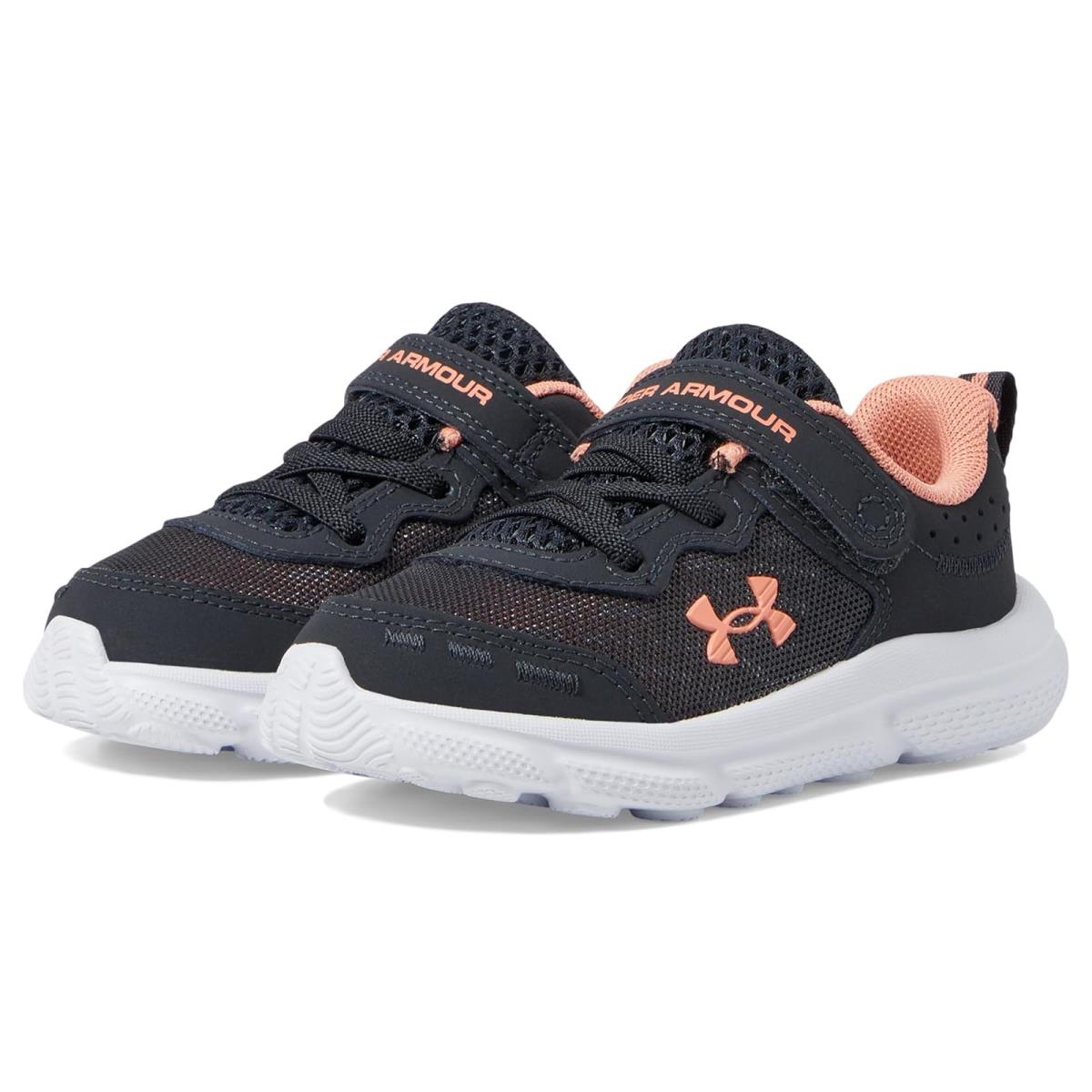 Girl`s Shoes Under Armour Kids Assert 10 Alternate Closure Toddler Anthracite/White/Flare Orange