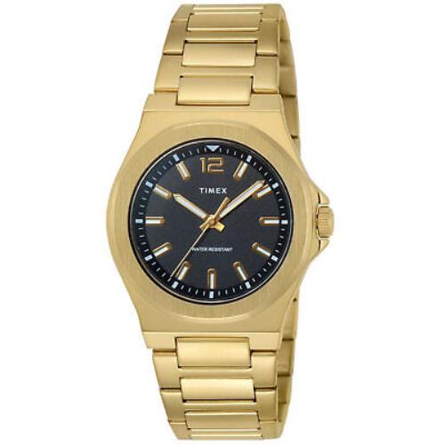 Timex TW2V02100 Men`s Black Analog Watch Gold-tone Steel Bracelet