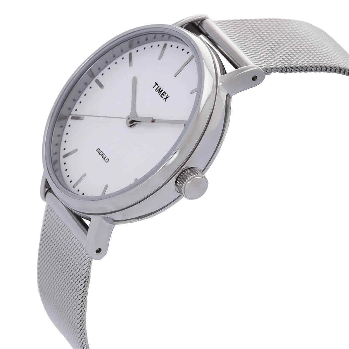 Timex Fairfield Quartz White Dial Ladies Watch TW2R26600 - Dial: White, Band: Silver-tone, Bezel: Silver-tone