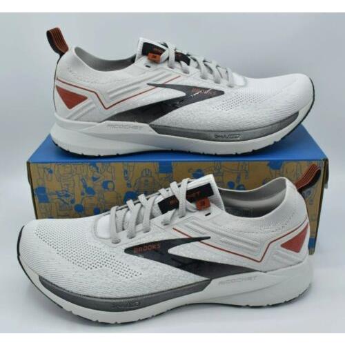Brooks Mens Size 13 Ricochet 3 Energize Neutral Grey White Road Running Shoes