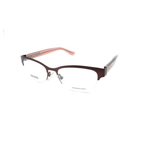 Hugo Boss Eyeglasses Frames Boss 0718 Iit 51-17-140 Red Brown / Pink Grid