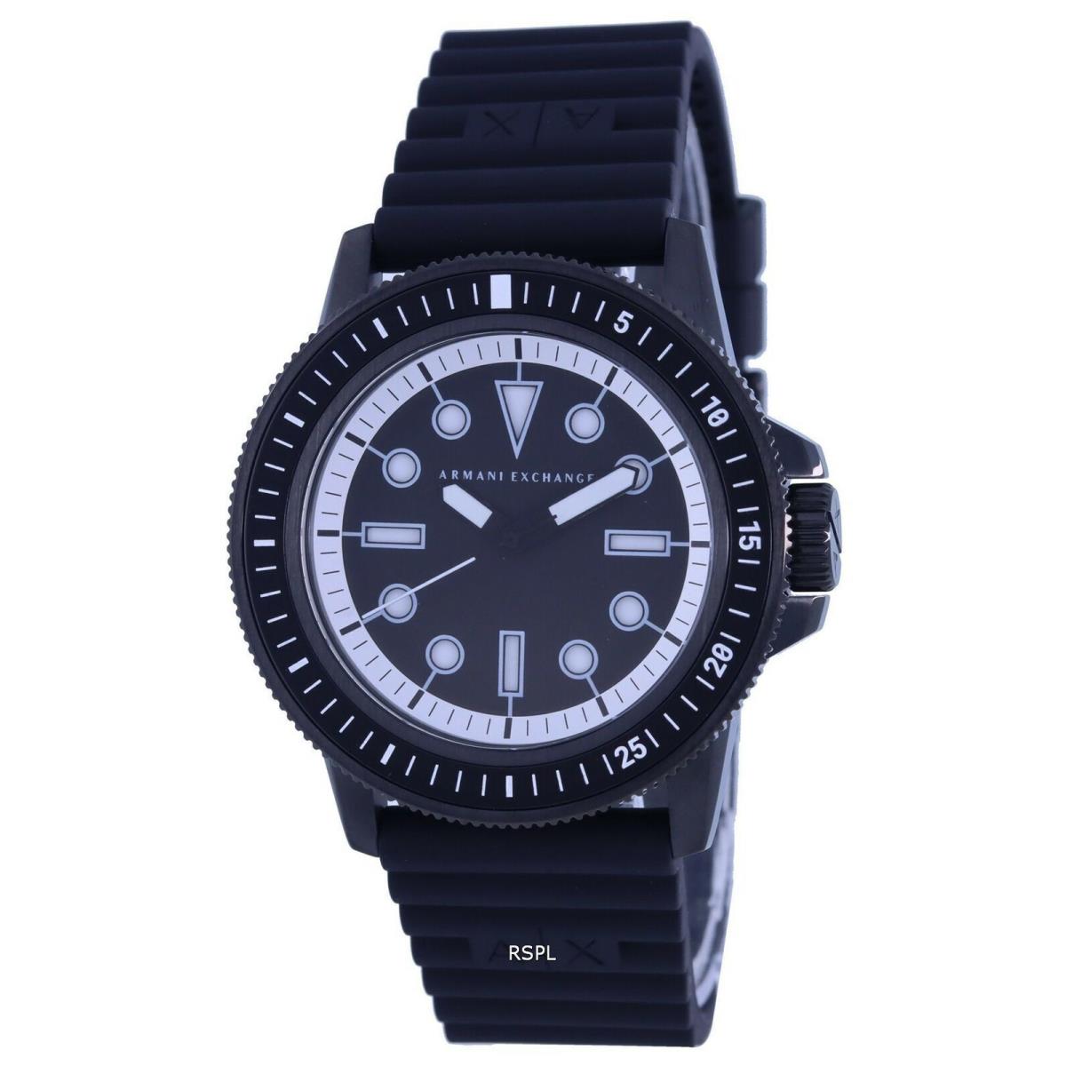 Armani Exchange Leonardo Silicon Strap Quartz AX1852 Men`s Watch Black