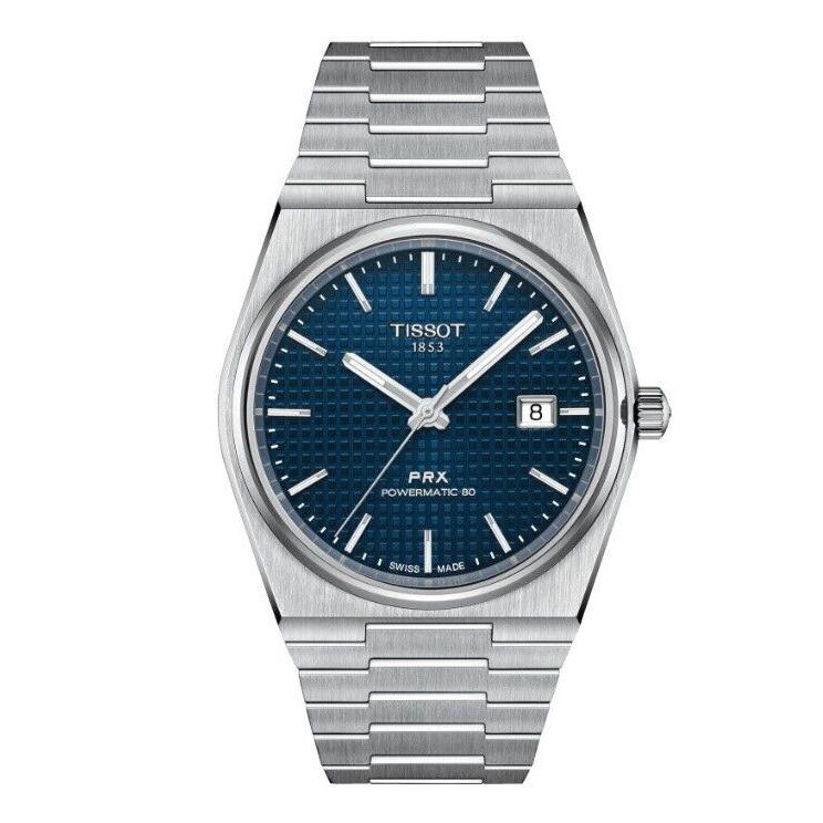 Tissot Prx Powermatic 80 Blue Dial Grey Strap Men`s Watch T1374071104100