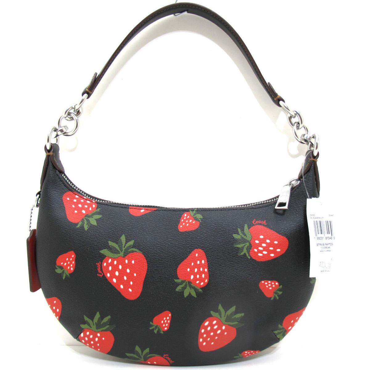 Coach Wild Strawberry Print Payton Shoulder Bag Black Multi CH330