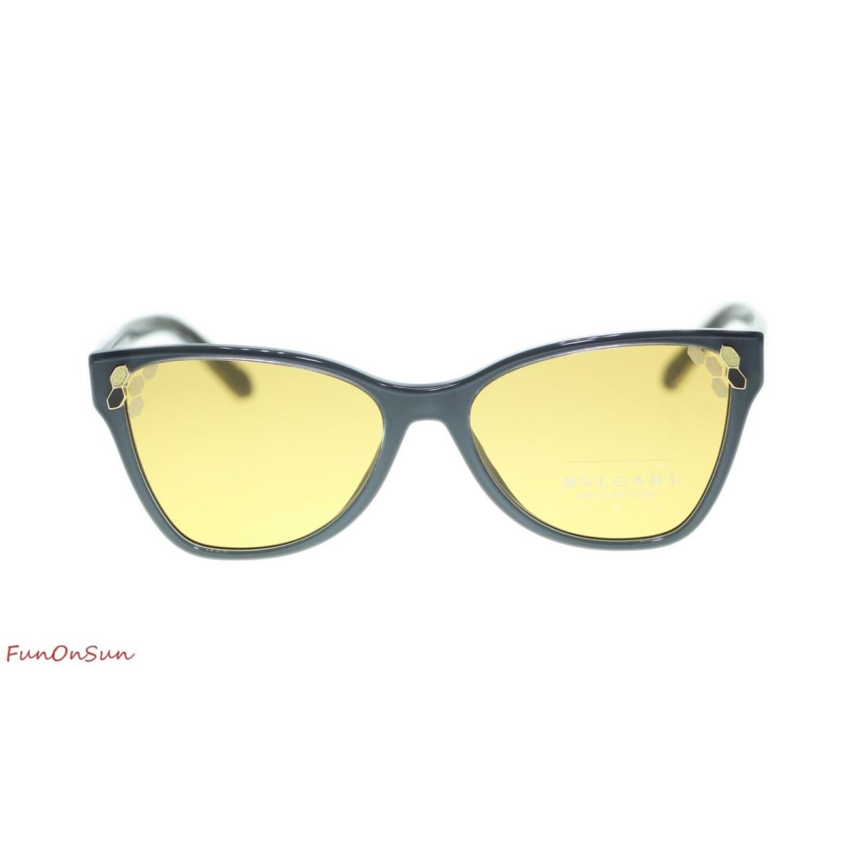 Bvlgari Women`s Cat Eye Sunglasses BV8208 545585 Grey/yellow Lens 56mm
