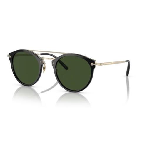 Oliver Peoples 0OV5349S Remick 100571 Black-gold/green Round Unisex Sunglasses - Frame: Black/Gold, Lens: Green